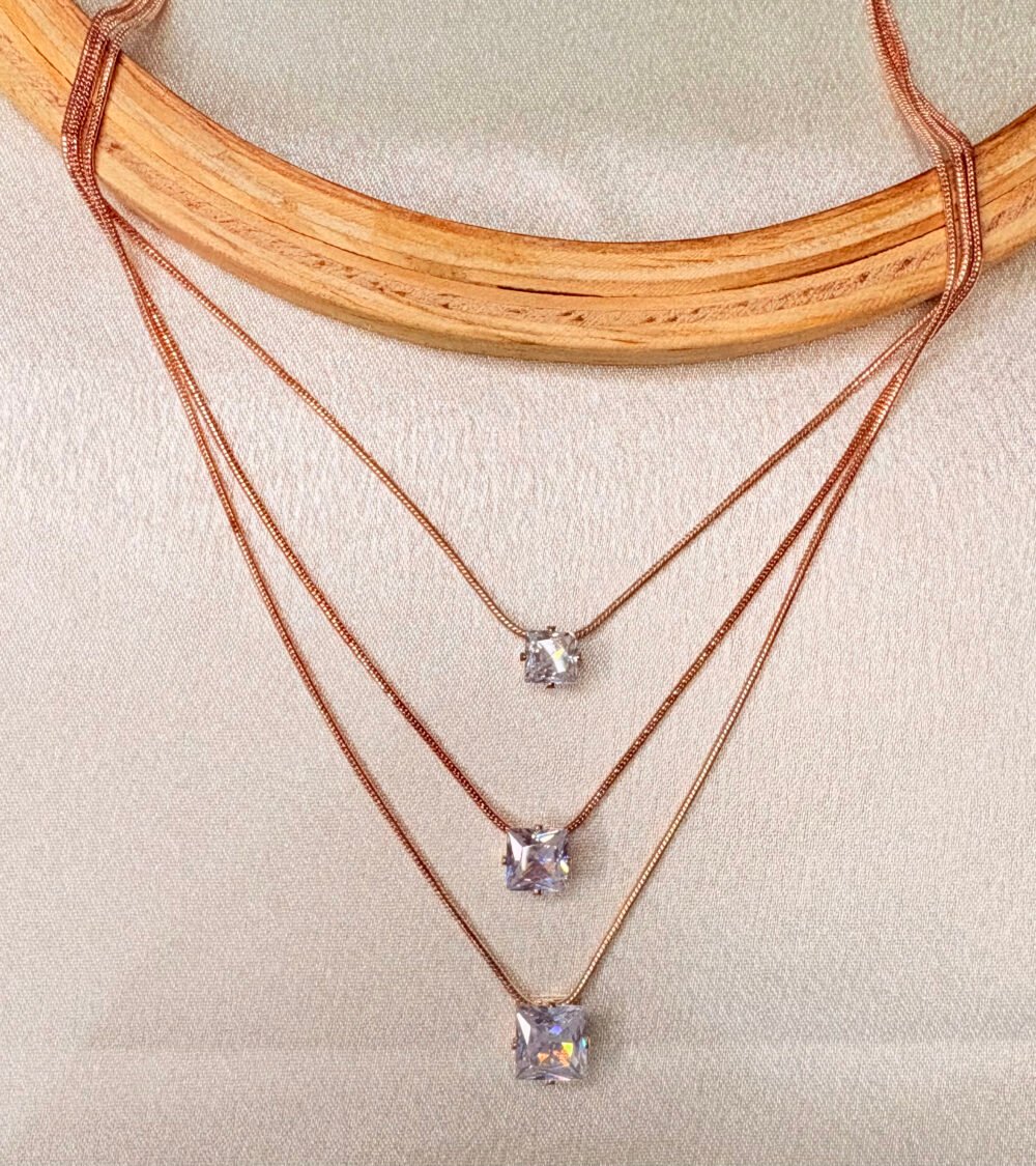 Rose gold toned multilayered necklace