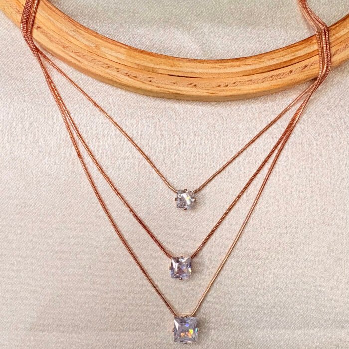 Rose gold toned multilayered necklace