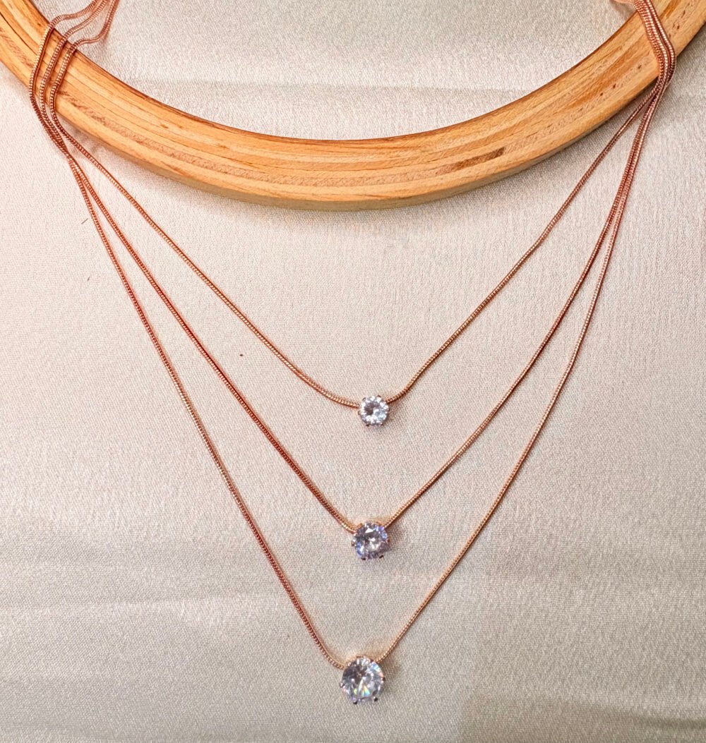 Rose gold toned multilayered necklace