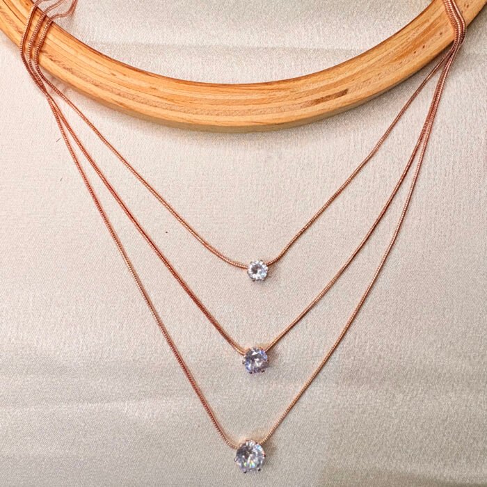Rose gold toned multilayered necklace