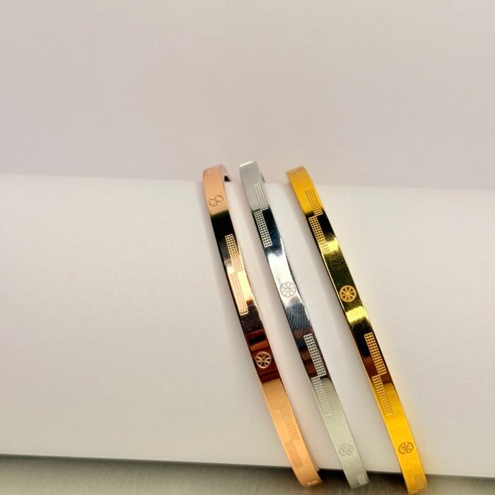 Unisex Anti Tarnished Bangle Bracelet  COMBO , Silver Gold and Rosegold Plated