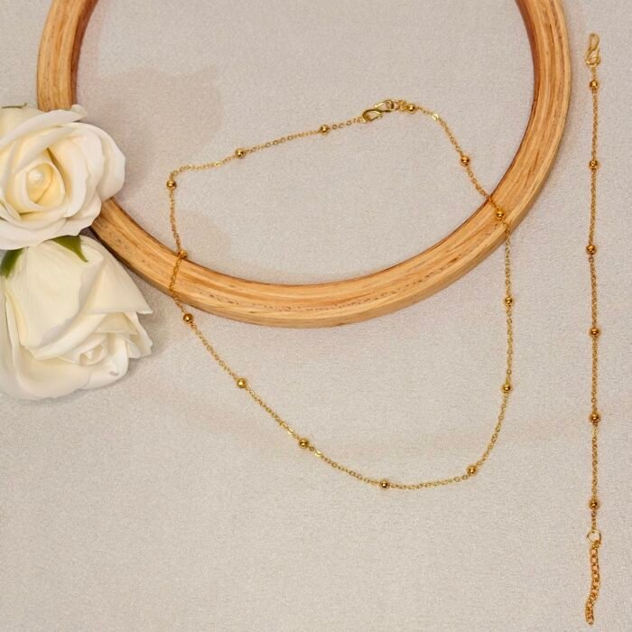 Simple Gold Plated Neck Chain and Bracelet combo