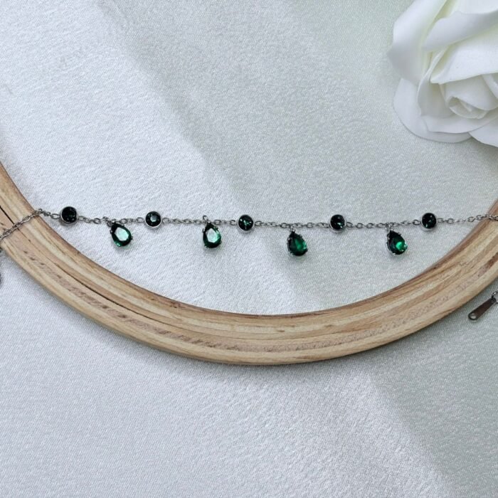 Sterling silver green stone bracelet 