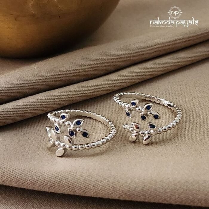 Hloral beaded silver toe ring