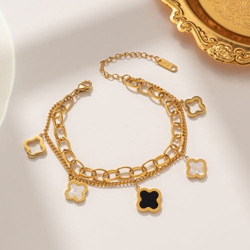 Bold gold clover drop Bracelet